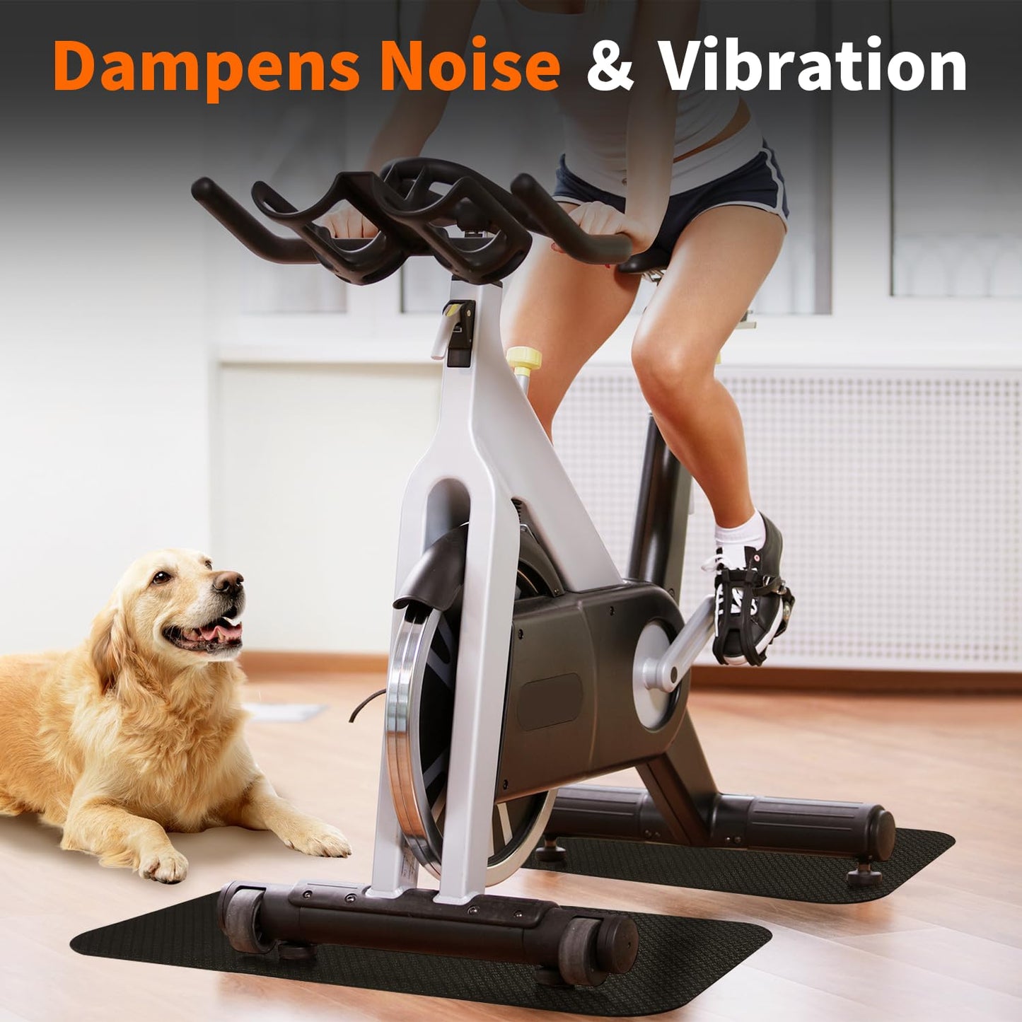 2PCS Bike/Rowing Machine Mat for Carpet Floors, Compatible with Peloton/Yosuda, Bike Mat for Hardwood Floors, Mat for Under Bike on Carpet, Indoor Stationary Bike mat,Cycling, Noise Shock Absorption