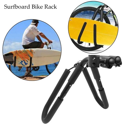 Surfboard Bike Rack, Adjustable Bike Surfboard Carrier Bracket, Fits Boards Up to 8 FT, Compatible with Short Boards, Boogie Boards, Snowboards