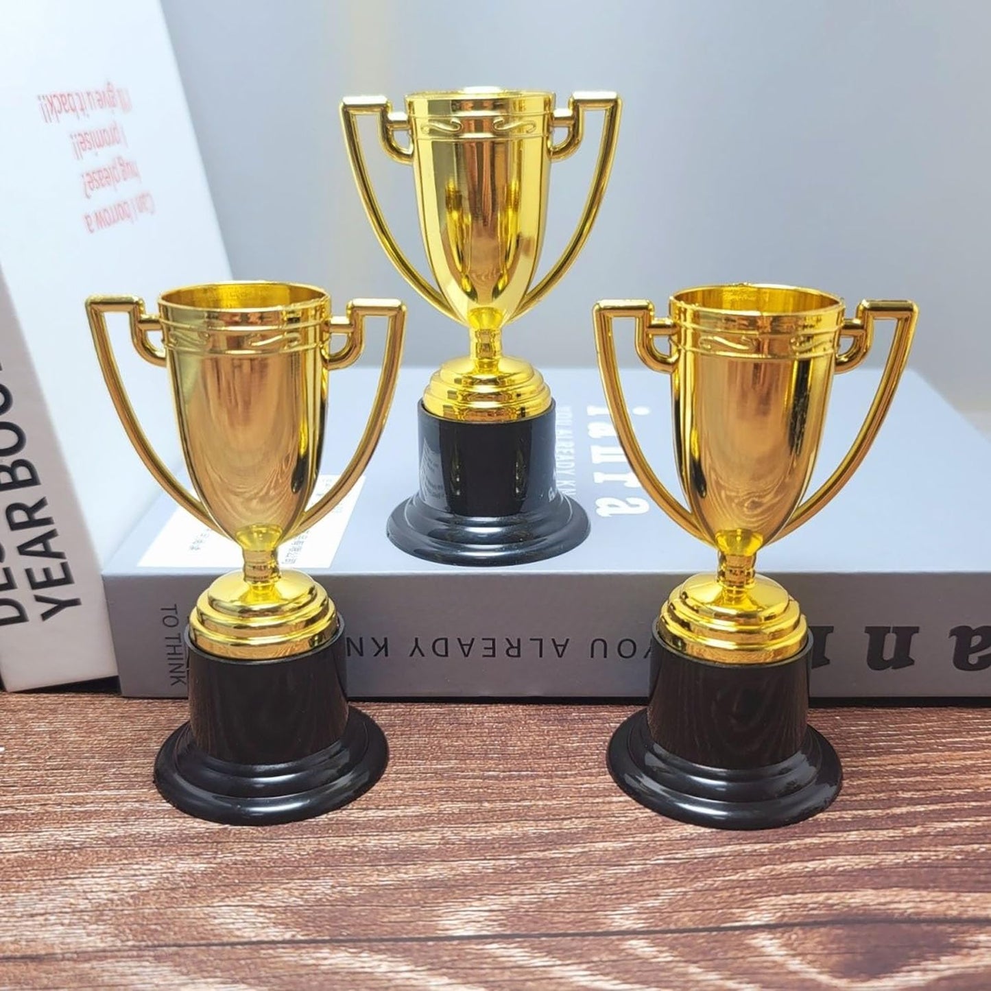 YYaaloa 12 Pack Mini Trophies Plastic Gold Award Trophy Cups 4 Inch for Awards for Party Favors, Props, Rewards, Winning Prizes Props,Sports Tournaments,Competitions (12 Pack)