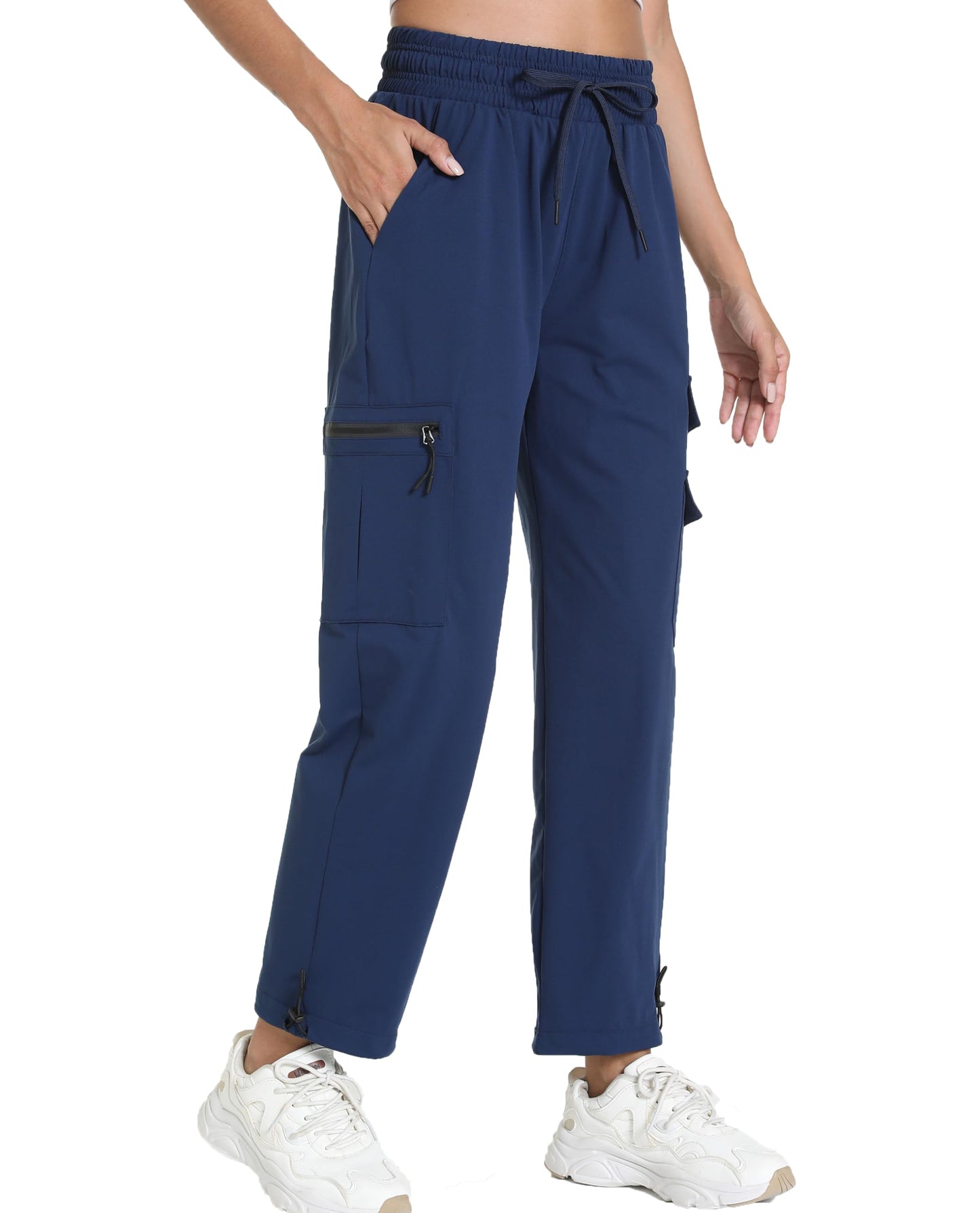Quick Dry Lightweight Women's Hiking Cargo Pants With 5 Pockets(Navy L)