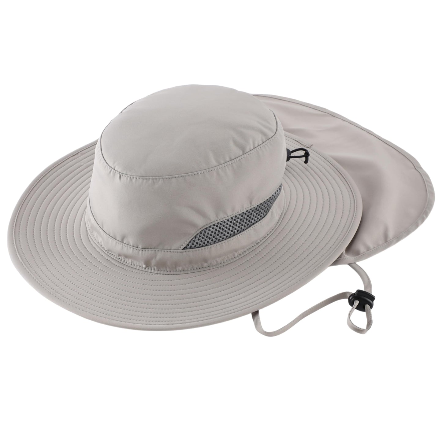 Connectyle Men's SPF 50+ Sun Hat with Neck Flap Summer Bucket Hats Outdoor Safari Hat for Fishing Hiking Gardening Light Grey