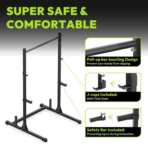 HANDBODE Power Rack with Pull Up Bar, Multi-Functional Power Cage for Home Gym, Heavy Capacity Adjustable Squat Rack Fit 6 FT, 7 FT Barbell, Weightlifting, Strength Training, Bench Press