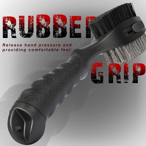 CHAMPKEY PRO Retractable Golf Club Brush | Oversized Brush Head with Soft Rubber Hand Grip & Retractable Groove Cleaner Golf Brush (Black 2 Pcs)