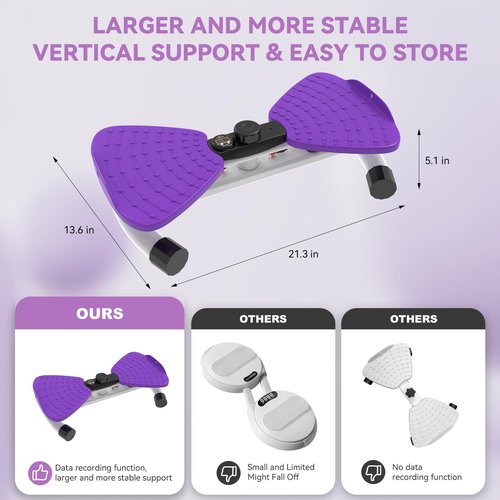 renZEC Waist Twister Machine, Adjustable Exercise Twist Board for Women Men, Noiseless Ab Twister for Home Gym Equipment, 330 lbs Capacity | Track Time, Reps, Calories with Digital Display (Purple)