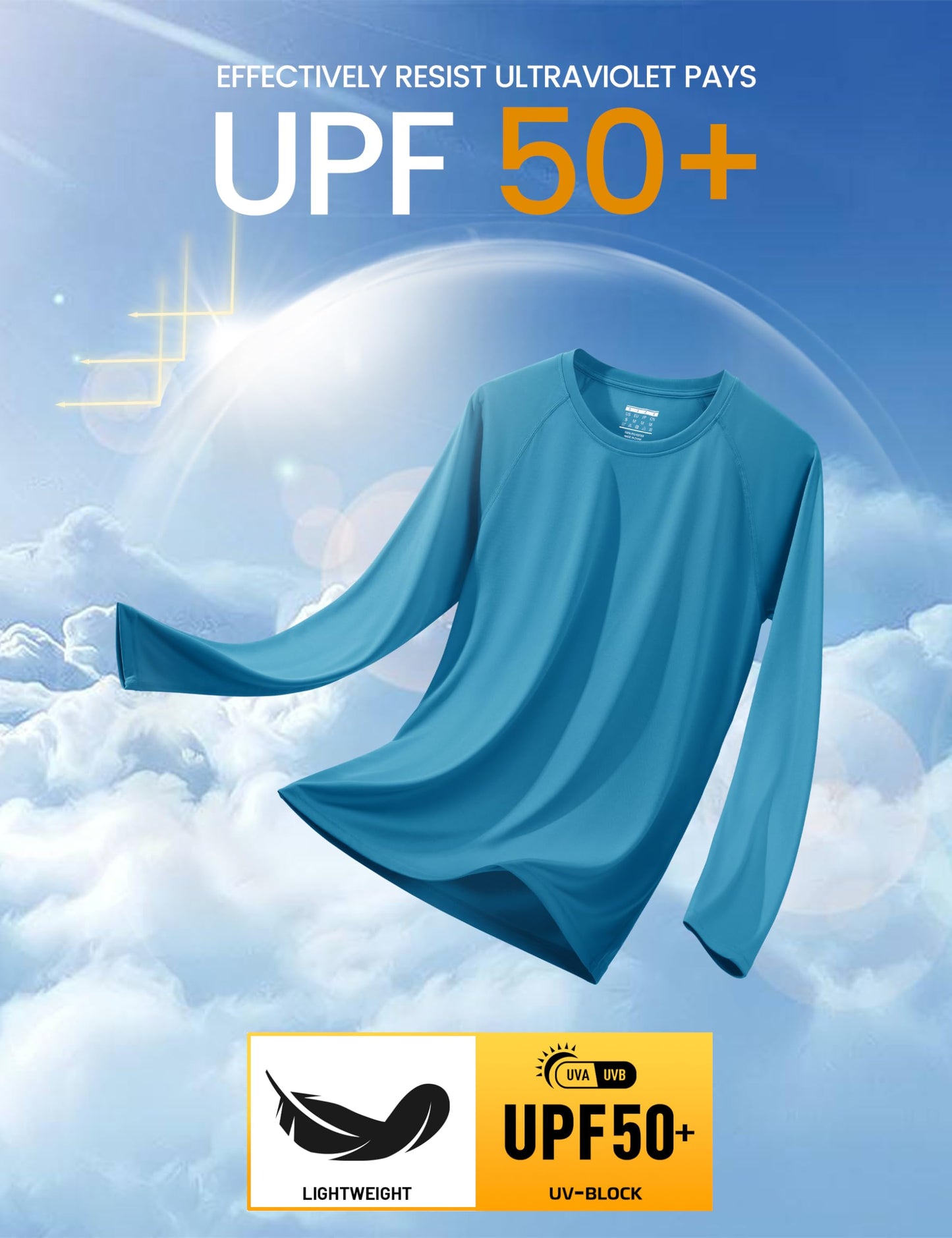 MAGCOMSEN Quick Dry Shirts for Men UPF 50 Long Sleeve Men Athletic T-Shirt UV Protection Shirts Sun Protection Outdoor Shirts Blue Green