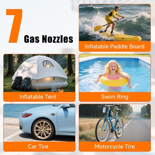 Komobe Electric Paddle Board Pump, 50PSI High Pressure Portable SUP Air Pump with Auto-Off and Deflation Function, 12V DC Car Connector for Stand Up Paddle Boards, Car Tires, Boats, Kayaks