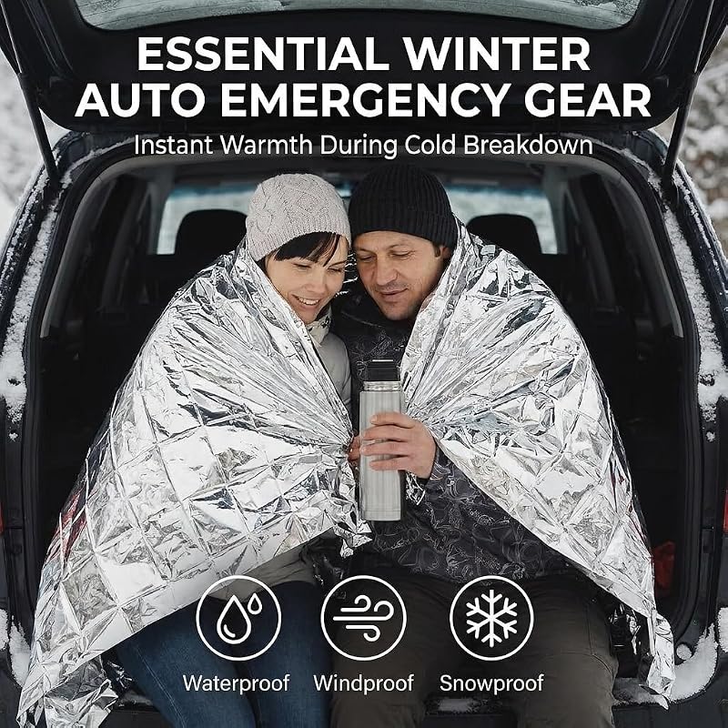 Emergency Blanket 84x52 in Pack of 75 Mylar Heat-Retaining Blankets - Bulk Homeless Outreach