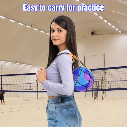 ELKCIP Volleyballs Official Size 5, Soft Bulk Recreational Volley Balls with Pump and Net Bag for Indoor Outdoor Beach Pool Water Sand Game Training Match Gift for Beginner Women, Purple Blue