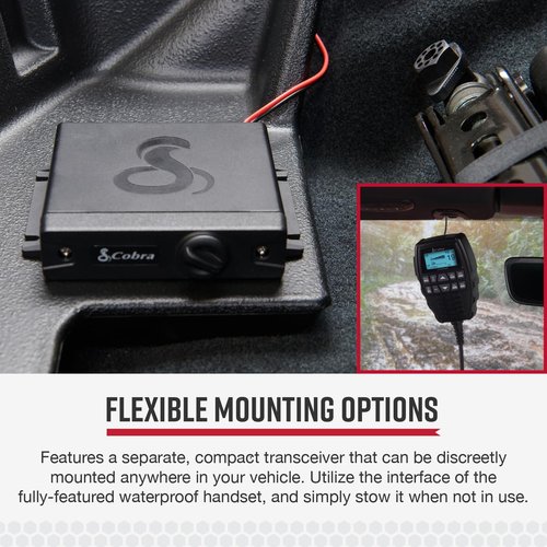Cobra 75 All Road Wireless CB Radio - Dual-Mode AM/FM, Full 40 Channels, Bluetooth Connectivity, Digital Noise Cancellation, Waterproof, Instant Channel 9, 4-Watt Output, Easy to Operate, Black