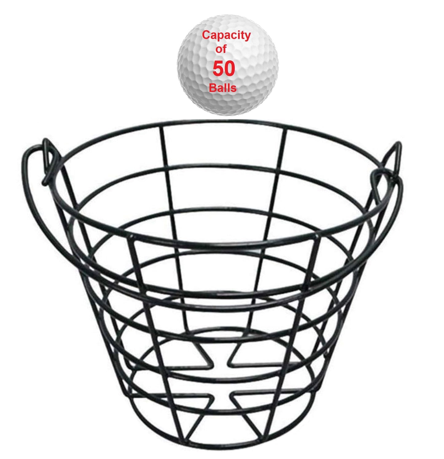 Main Products Metal Range Golf Ball Baskets with Handle, ( 4 Pack ), Golf Ball Storage Bucket, Each Bucket Holds 50 Golf Balls (Golf Balls Not Included).