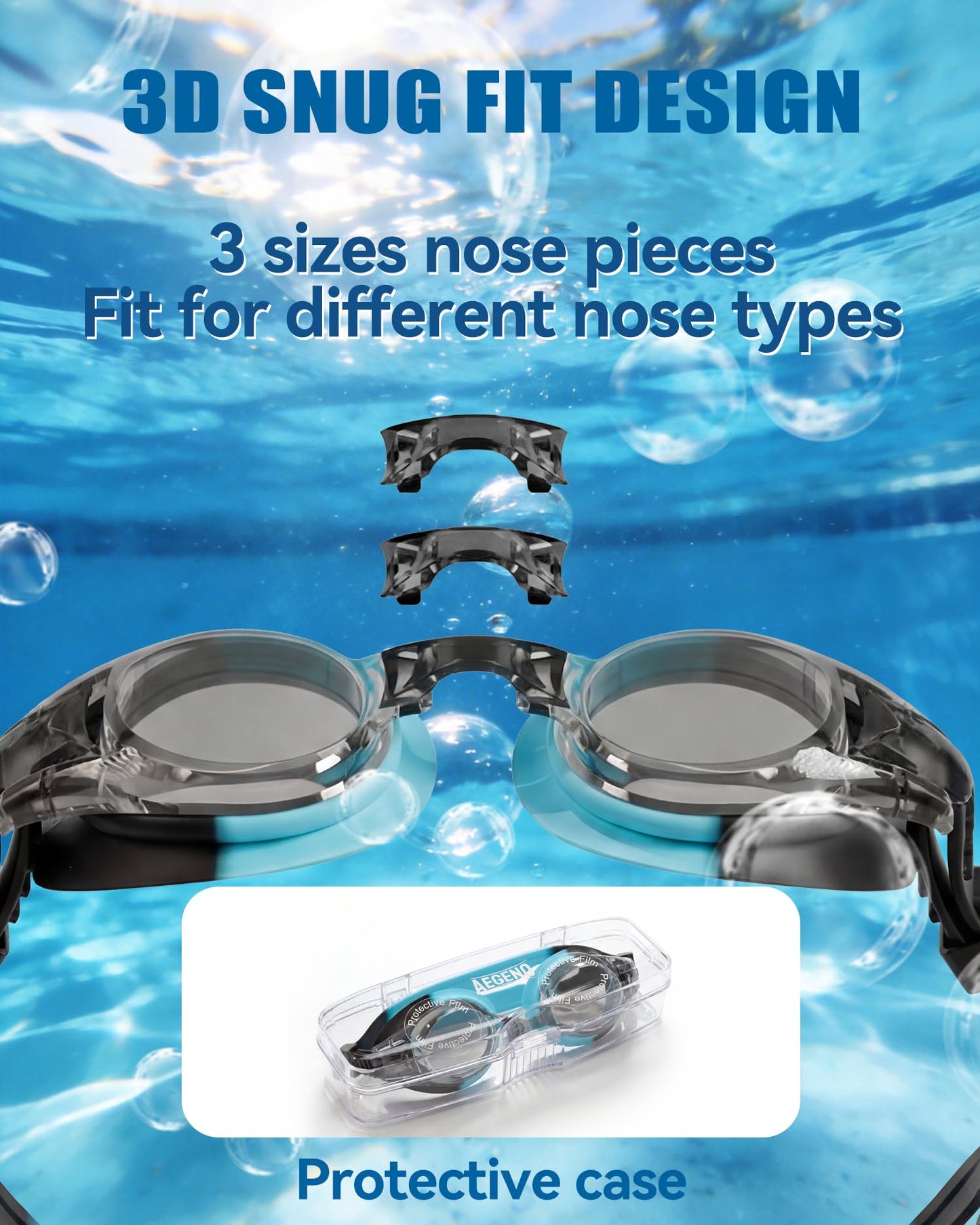 Aegend 2 Pack Kids Goggles, Swimming Goggles for Kids Age 4-16 Boys and Girls Youth, Anti-Fog Pool Goggles, Green Black & Blue Black