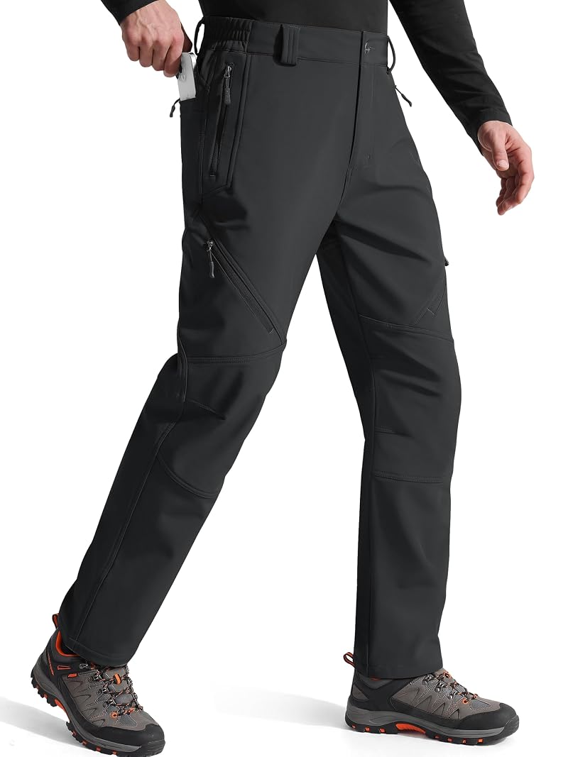 FREE SOLDIER Men's Fleece Lined Snow Ski Pants – Black 32W x 30L
