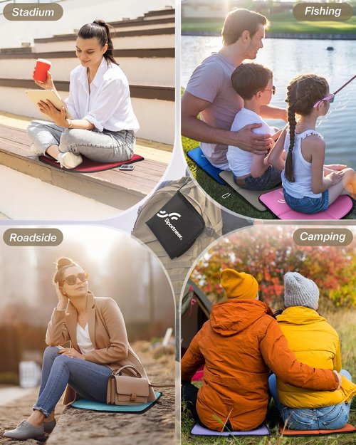 Sportneer Sitting Pad, Sit Pads for Backpacking Portable Camping Sit Pad Waterproof Folding Pad Stadium Seat Pad for for Camping Picnics Hiking (Black, 2 PCS)