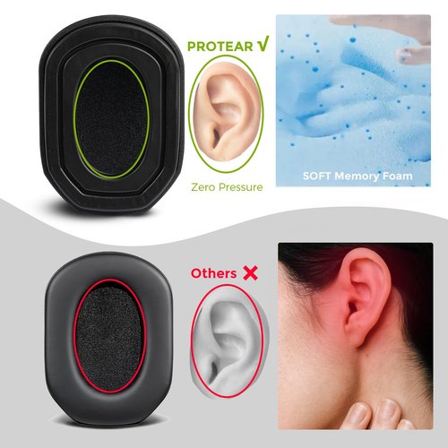 PROTEAR Cooling Gel Ear Pads for Walker’s Razor Earmuffs, Soft Memory Foam & TPU Leather Replacement Cushions (1 Pair) - Noise Reducing Shooting Ear Protection