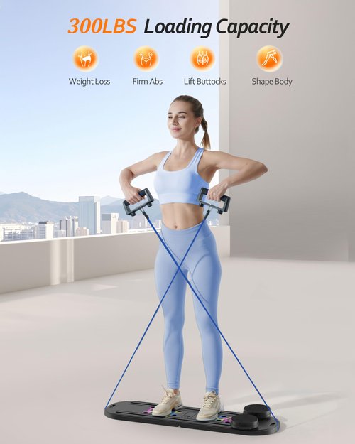 Pilates Board, Pilates Reformer, 2025 Multifunctional Pilates Reformer Board for Home Office Use, Portable Foldable Pilates Exercise Machine for Full-Body Workout