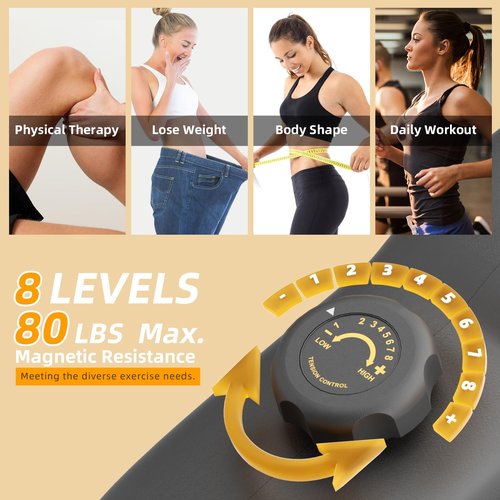 VANSWE Recumbent Exercise Bike, Recumbent Stationary Bikes for Home 400 LBS Weight Capacity, Exercise Bike for Home Seniors with Smart App and Bluetooth Connectivity, LED Display, Pulse Handle (Yellow/Black)