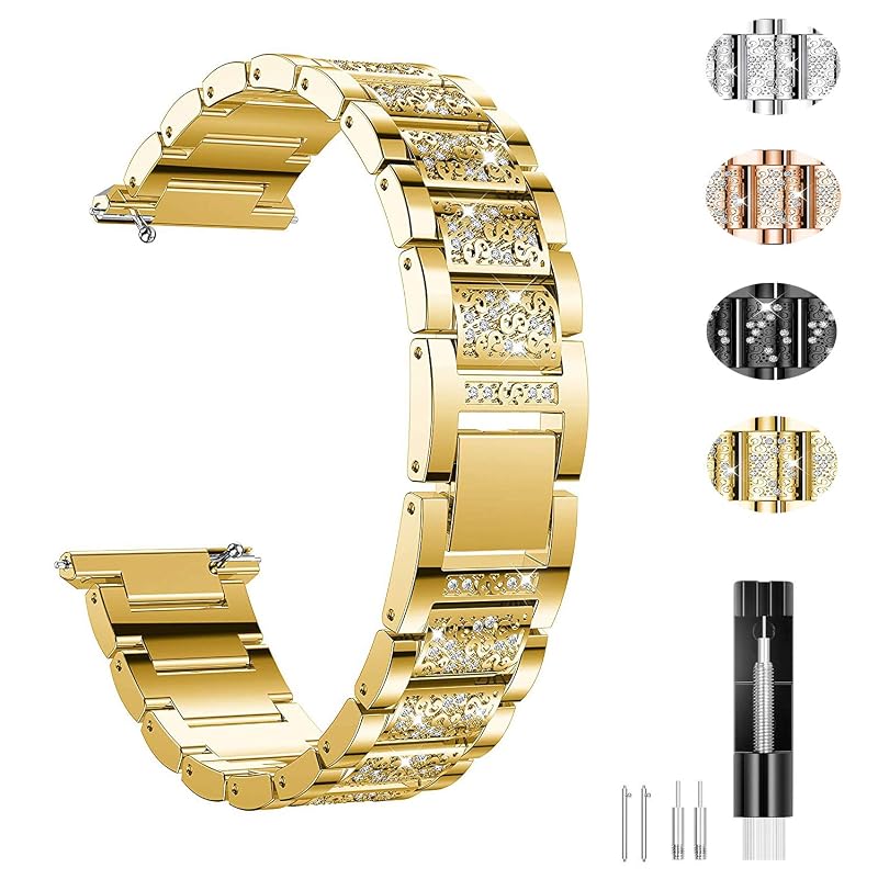 Diamond Rhinestone Fitbit Versa Band - Gold Stainless Steel Replacement Strap (Variation: Gold+for Versa Versa2)