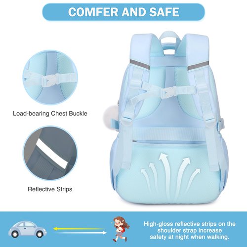 Joyliss 4PCS Girls Backpack for School, Kids Backpack for Girls with Lunch Box and Pencil Case, Girl Bookbag Schoolbag for Preschool Elementary Primary Middle School