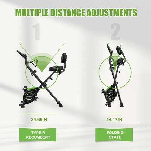 Caromix Folding Exercise Bike, Magnetic Fitness Stationary Bike with 16-Level Adjustable Resistance and Soft Chshion, Upright Indoor Cycling Bike for Home Workout