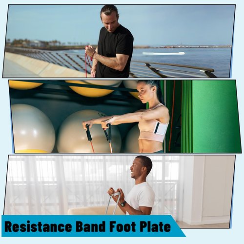 Retyion Wooden Exercise Board, Resistance Band Foot Plate with Non-slip Design, Wood Fitness Board for Resistance Band Training, Workout Bands, Balance, Stretching, Flexibility Exercise Home Gym