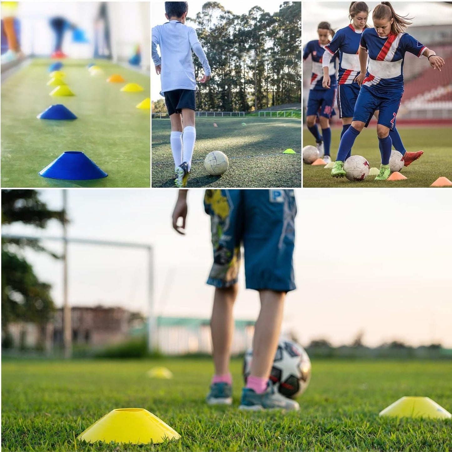 20 Pack Agility Disc Cones for Sports Training, Soccer, Football, Basketball, with Carry Bag and Holder, 5 Vibrant Colors for Practice and Drills