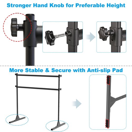 BeneLabel 4Ft Freestanding Ballet Barre 10 Height Adjustable Ballet Bar 350 lbs Capacity Steel Portable Dance Bar Double Ballet Barre for Home Fitness, Workout and Stretch