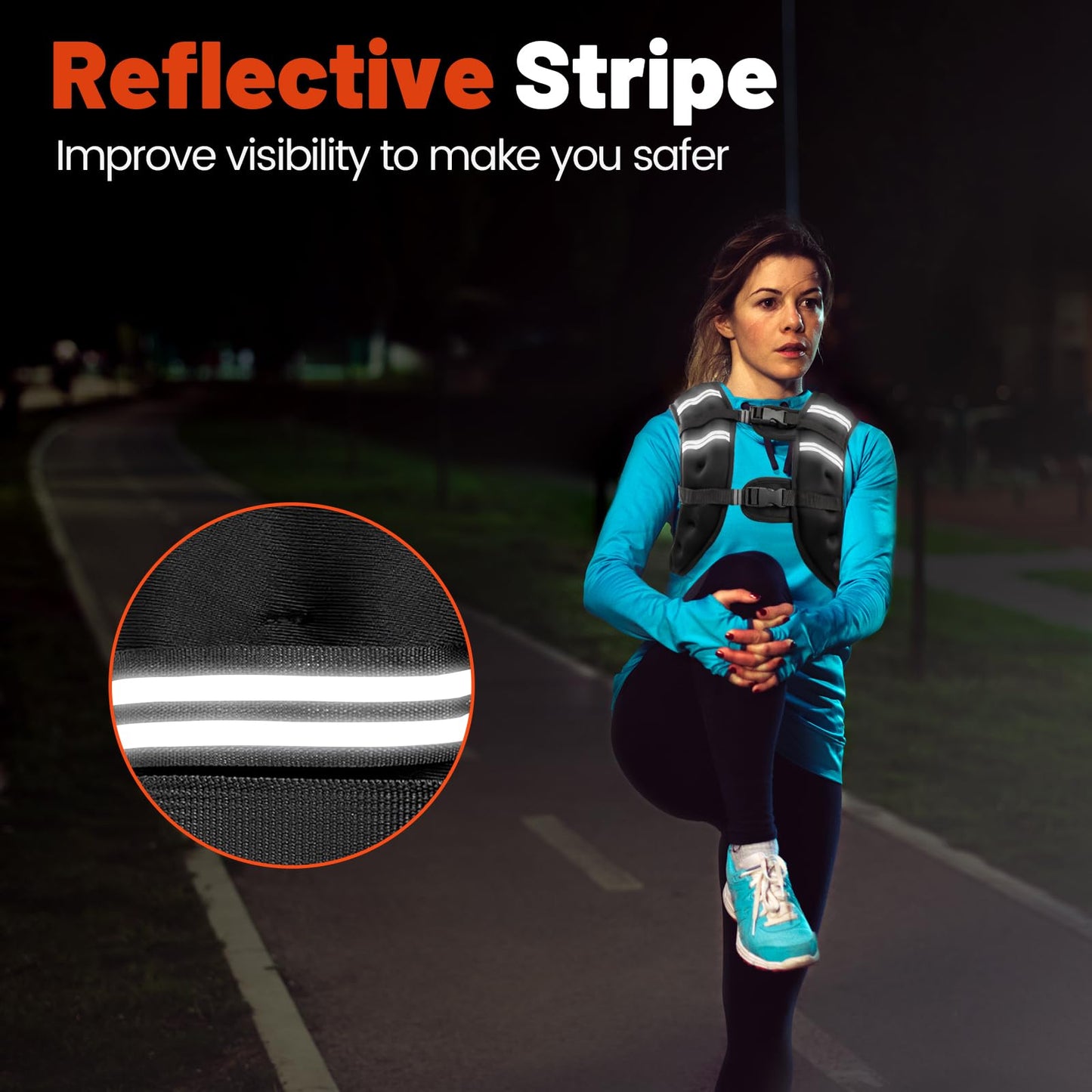 Poudee Weighted Vest, 10LB Weight Vest for Men Women, Body Weight Vests Adjustable with Reflective Stripe for Strength Training, Running, Training Workout, Jogging, Walking - 10LB