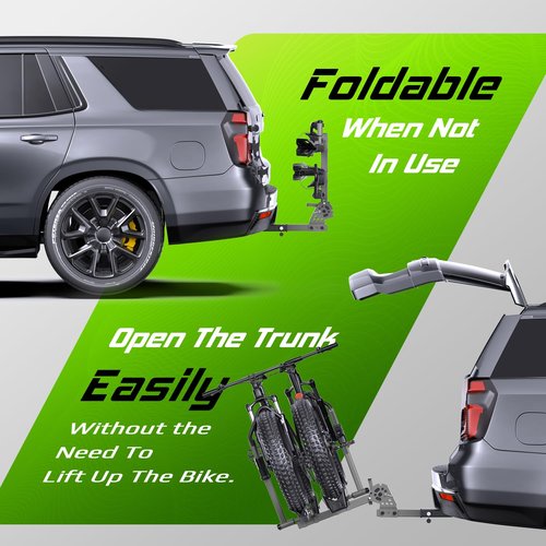 TrailXpert Bike Rack for Tow Hitch, 200lbs Capacity E-Bike Rack Fat Tire Bike Rack for Car, Truck, SUVs, RV, Foldable Hitch Mount Bike Carrier for 2 Bikes with 2'' Receiver