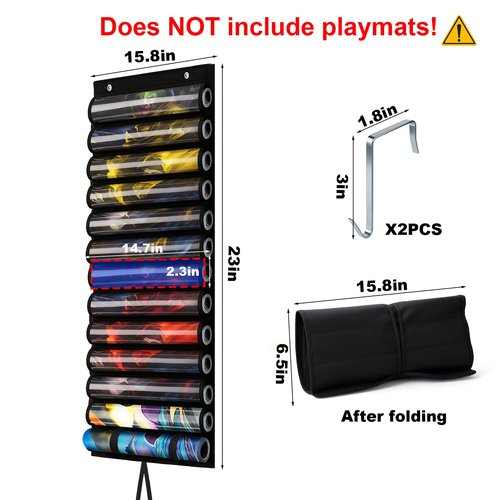 Mity rain 12+1 Playmat Tube Holder for MTG with Tube Slot, Hangable Playmat Holder Storage Bag, Transparent PVC Protection with Quick-Access Slots, Fits 24x14 Standard Mats Compatible with TCG/MTG
