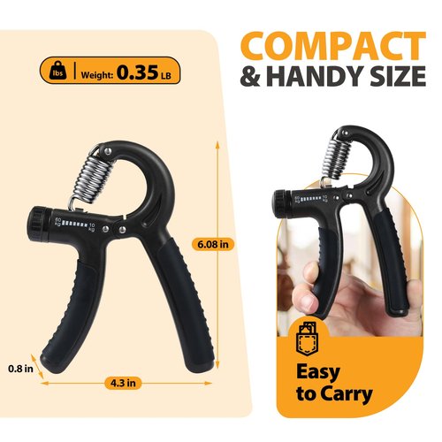 NIYIKOW 2 Pack Grip Strength Trainer, Hand Grip Strengthener, Adjustable Resistance 22-132Lbs (10-60kg), Forearm Strengthener, Perfect for Musicians Athletes - Carbon Black