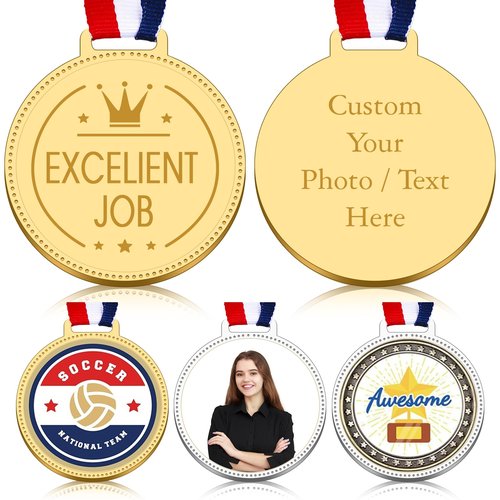 Custom Medals for Awards-Personalized Your Own Award Medals Bulk, 1st Place Gold Sliver Medal for Family Outdoor Events School Sports Celebration Souvenir,Competition Trophy Medal for Kids Adults