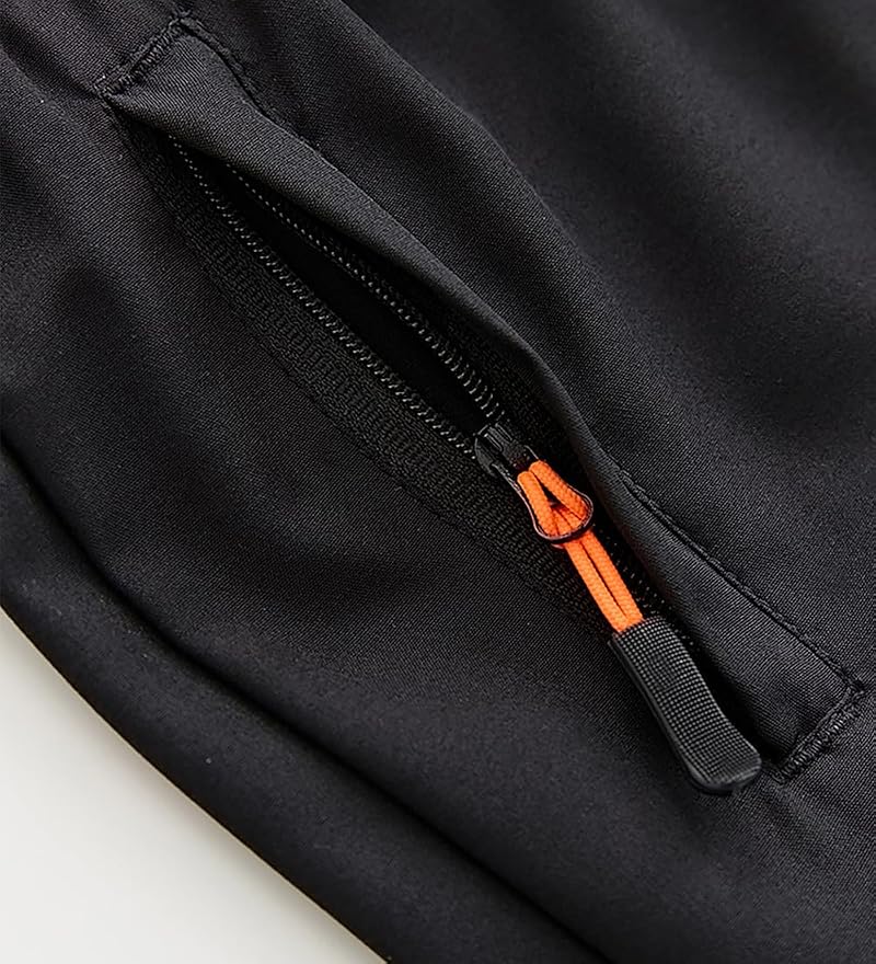 Quick-Dry Athletic Boys Shorts with Zipper Pockets - 13-14 Years (Dark Grey/Black/Navy)