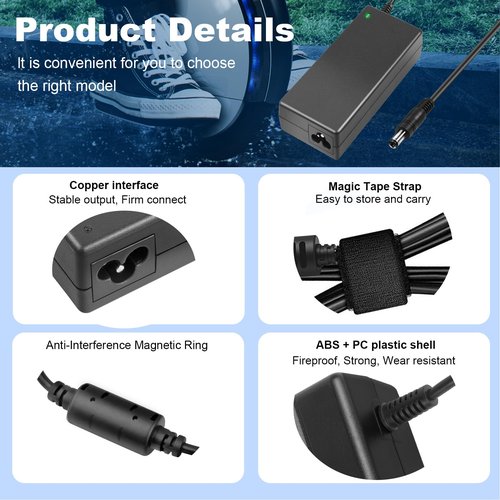 42V 2A Universal Scooter Charger with 7 Connections, 7 in 1 for Jetson, Gotrax Bike Electric Scooter, ninebot Electric Scooter Charger for 36V 10S Li-ion Battery.