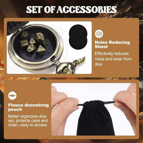 Banloga D&D Dice Set,7PCS Metal Dice for Dungeons and Dragons,Mini Dice Set with Pocket Watch Case,Role Playing Board Games Accessories (Dragon, Bronze)