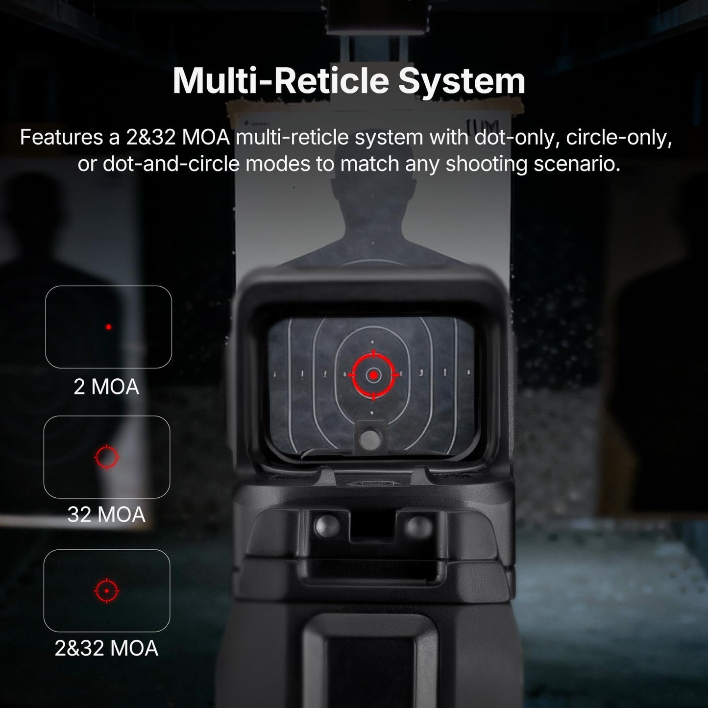 ZEROHAWK OM1 Red Dot Sight, 2 & 32 MOA Multi Reticle System Micro Reflex Sight for Pistol, RMSc/K Footprint with MOS/RMR to RMSc Adapter, Parallax-Free Open Sight