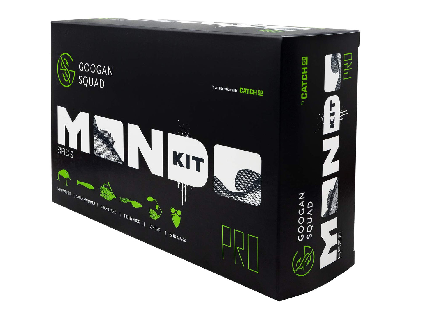 Catch Co Googan Squad Bass Fishing Mondo Kit PRO | Googan Squad Mini Banger, Zinger, Grass Hero, Filthy Frog, Saucy Swimmer, and Necko Sun Mask