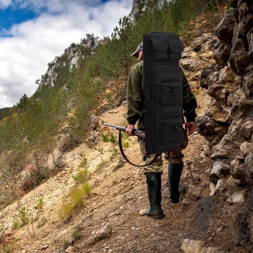 32"/37"/46" Rifle Bag, Black/Khaki/Green Tactical Long Rifle Backpack, Portable Shotgun Case for Firearm Storage and Transportation, Suitable for Outdoor Hunting Shooting (46" Black)