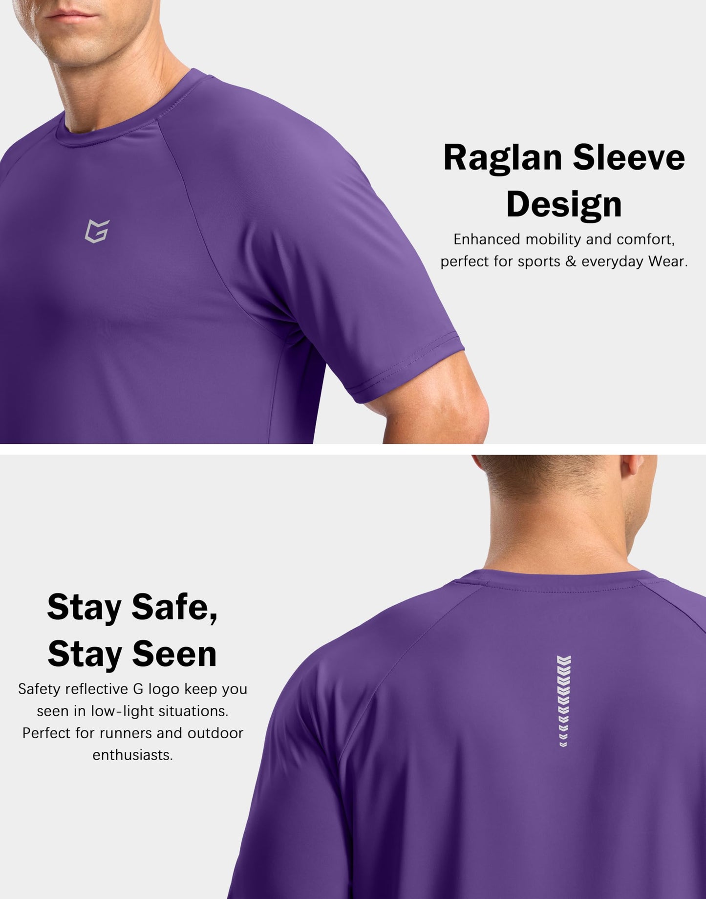 Men's Athletic Workout T-Shirts Moisture Wicking Cooling Running Shirts Short Sleeve Performance Tee for Gym Tennis(Purple,S)