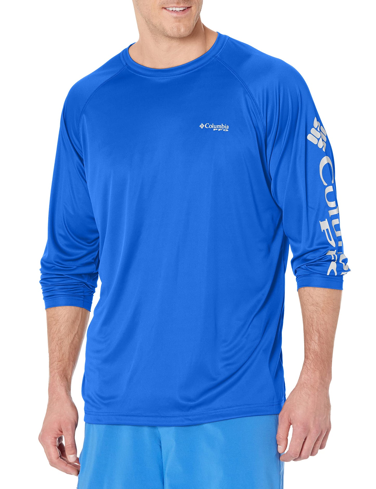 Columbia Men's Terminal Tackle Long Sleeve Shirt, Tanzanite/White Logo, 4X Tall