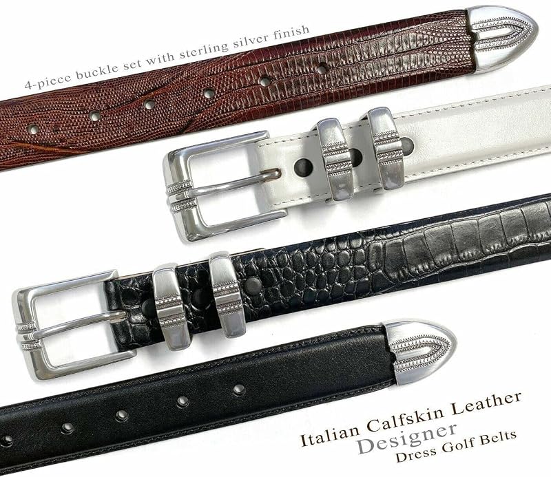 Genuine Full-Grain Cowhide Leather Dress Belt - 1-1/8" Wide, Alligator Brown+38 Variation