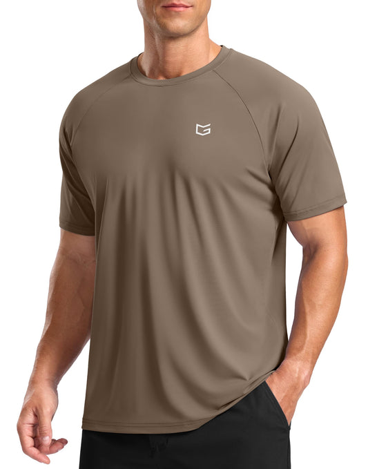 G Gradual Men's Athletic Workout T-Shirts Moisture Wicking Cooling Running Shirts Short Sleeve Performance Tee for Gym Tennis(Taupe,XXL)