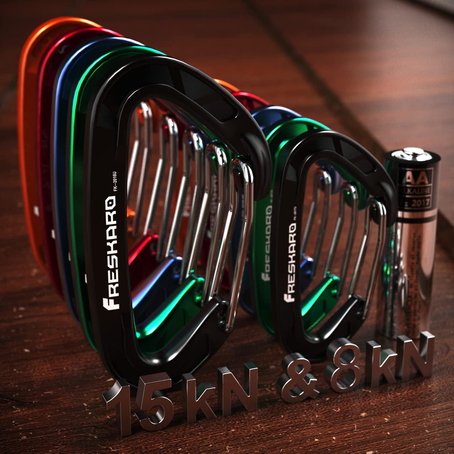 FresKaro 5pcs Nano Carabiner Clips, 8kN 1798lbs, Small Sturdy, Reliable Time-Tested Strong Spring Wiregate, Mini Size 2.37inch, Choice of 5colors