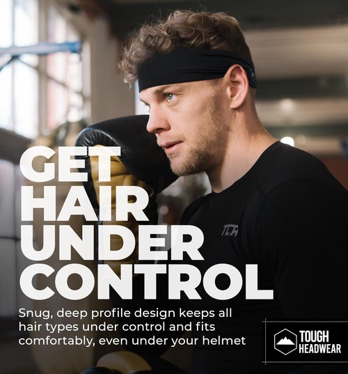 Tough Outfitters Headband for Men - Mens Headbands - Working Out Sports Performance Head Bands - Athletic Cycling Running Sweat Band, Football Headbands - Sweat Bands Men/Women