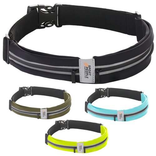 Slim Running Belt for Women and Men, Waterproof Phone Holder for Running, Reflective 2-Pocket Waist Pack for Storing Runner?™s Essentials Safely, Runner?™s Fanny Pack, Money Belt Fits Most Phones