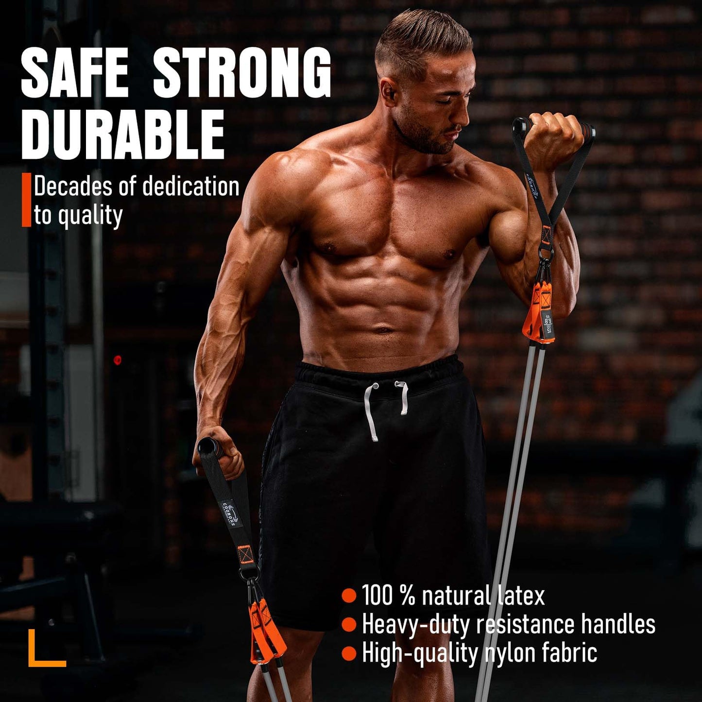 Resistance Bands with Handles, 225lb Exercise Bands for Working Out, Fitness Bands, Workout Bands with Door Anchor and Ankle Straps, Physical Therapy, Yoga, Strength Training Home Gym Equipment