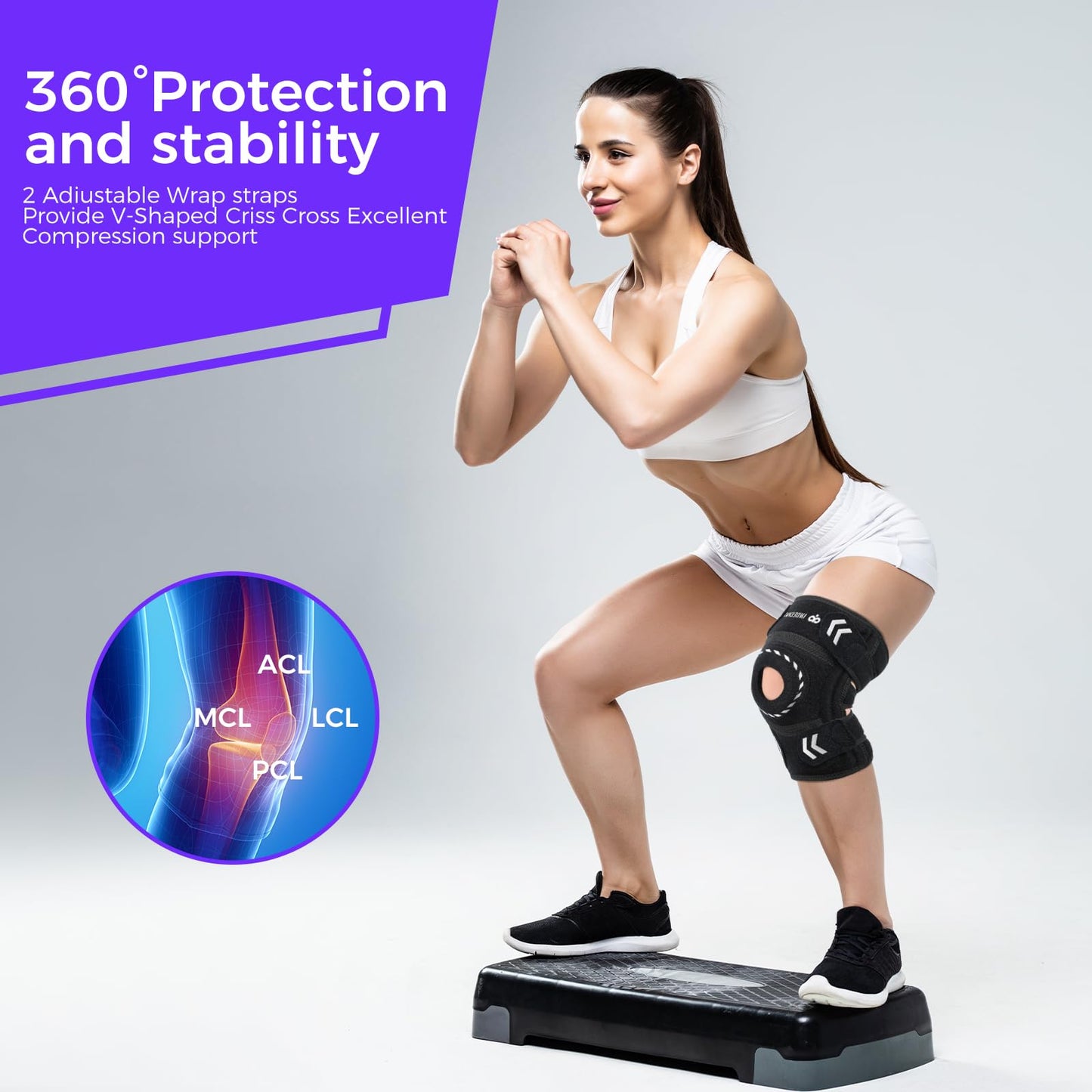 Adjustable Compression Knee Patellar Pad Tendon Support Sleeve Brace for Men Women - Arthritis Pain, Injury Recovery, Running, Workout, Neoprene Knee Brace with Stabilizers and Open Patella, Pink Pro