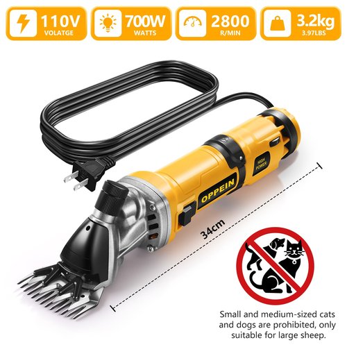 OPPEIN 2025 Upgraded Sheep Shears,Professional Electric Sheep Clippers,6 Speeds Heavy Duty Farm Livestock Haircut for Grooming Sheep Thick Alpacas Coat (700W)