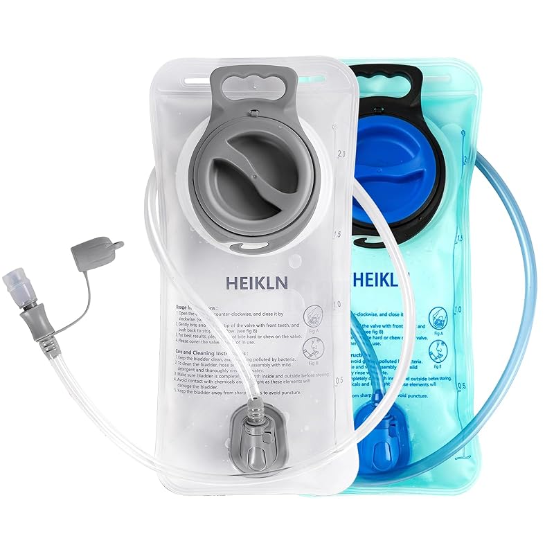 2L Hydration Bladder - Leak-Proof BPA Free Water Reservoir for Cycling, Hiking & Camping (Blue/White) - 14.2 x 6.8in