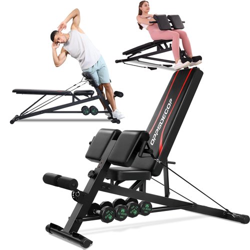 OPPSDECOR Weight Bench Set with Preacher Curl Hyper Back Extension, All-in-One Sit Up Bench, Roman Chair, Professional Bench Press for Full Body Exercise Workout Benches for Home Gym