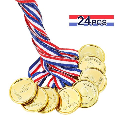 Caydo 100 Pieces Gold Medals for Kids Medals for Awards Plastic Winner Award Medals for Kids